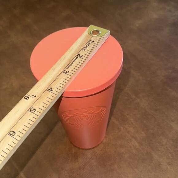 Starbucks Coral 16 Oz Tumbler With Lid & Logo Embossed Design - Picture 3 of 8